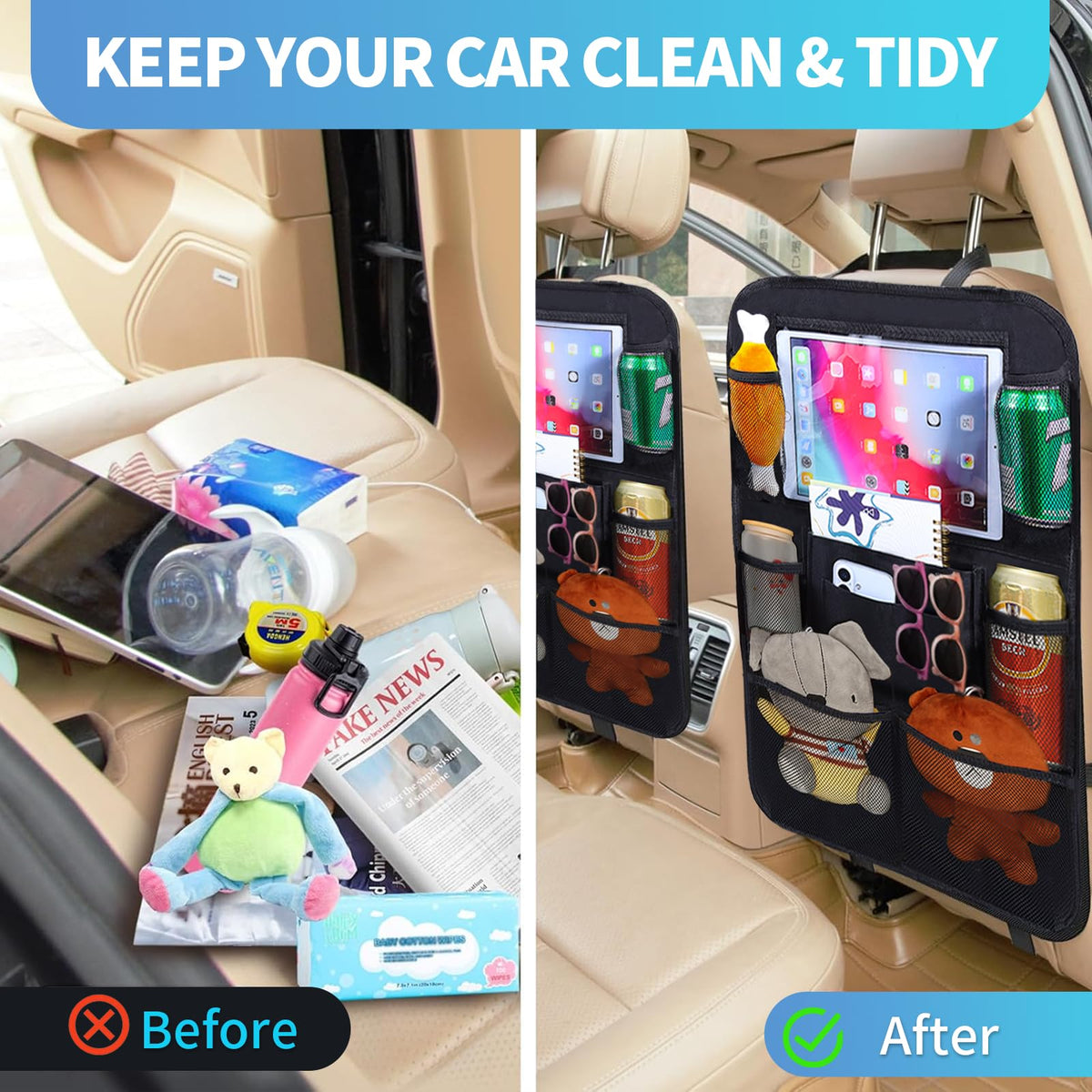 Car Seat Organizer Backseat Kick Mats Oxford Back Seat Protector