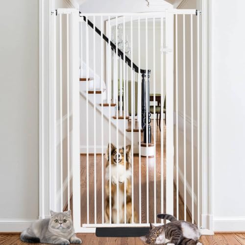 55 Inch Extra Tall Pet Gate for Cats (White / 55" tall,29.92" - 43")