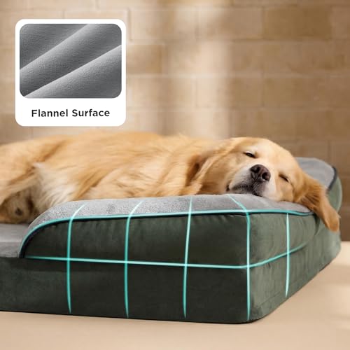 Orthopedic XXL Dog Bed Extra Large Washable Original Design (Dark Green / 52"l X 41"w X 8"th)