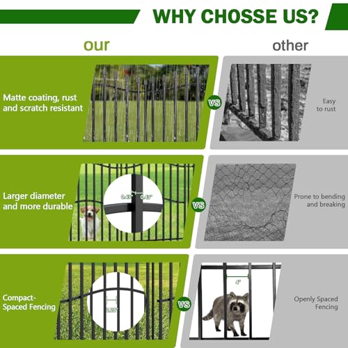 No Dig Garden Fence 40" H x 22.5'L Decorative Yard Dog Outdoor Panels (40 in(H) X 22.5 ft(L))