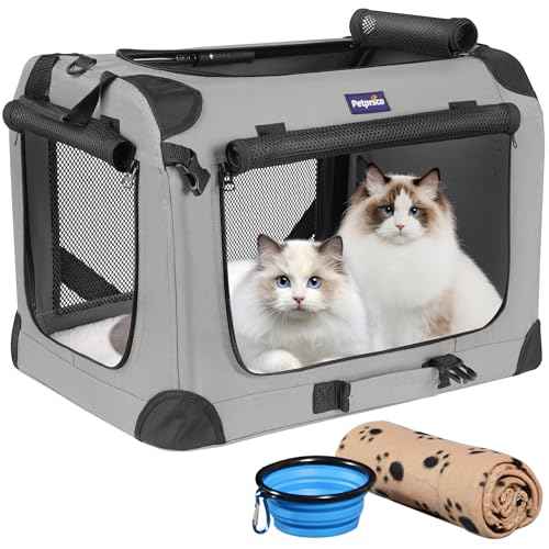 Large Cat Carrier for 2 Cats (Grey / 24.0"L x 17.0"W x 17.0"H)