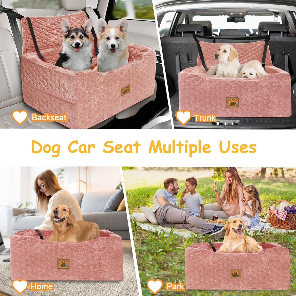 Dog Car Seat for Medium (Pink / Large)