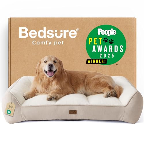 SupportMax® Extra Thick Orthopedic XL Dog Bed for Extra Large Dogs (Cream / 48"l X 35"w X 10"th)