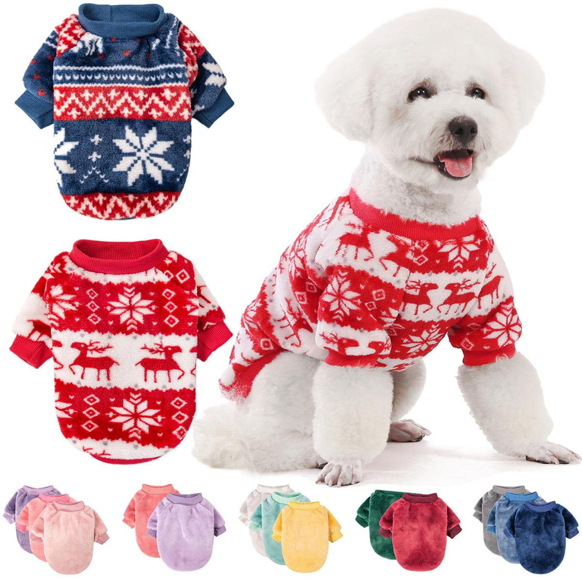Christmas Dog Sweater (Red,Blue / Medium)