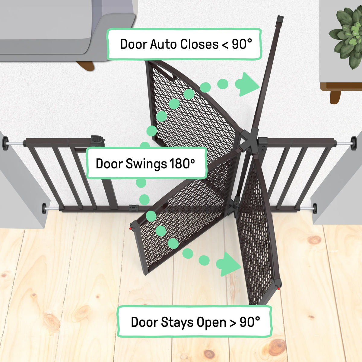 Decorative Panel Tall Baby Gate & Dog Gate (Espresso / 28"-42" W x 30" H)