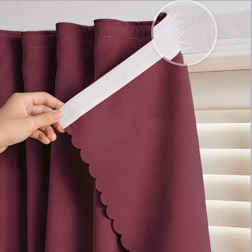 Self Adhesive Curtains (35"W x 59"L (Pack of 2) / Burgundy)