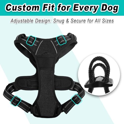 Dog Harness for Large Dog No Pull 2 Leash Clips Dog Vest (X-Large / Black)