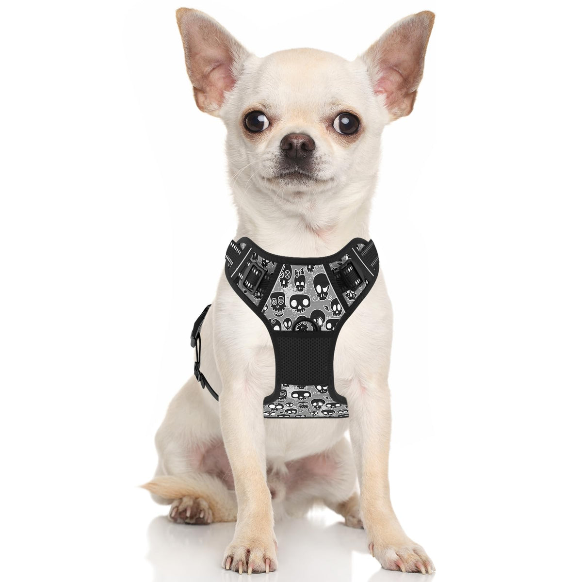 No Pull Dog Harness (Black Skull / Small)