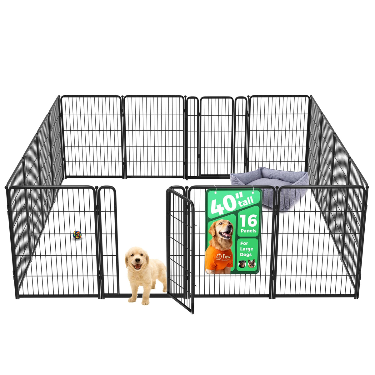 Homeplus Indoor Dog Playpen (Black / 40"H)
