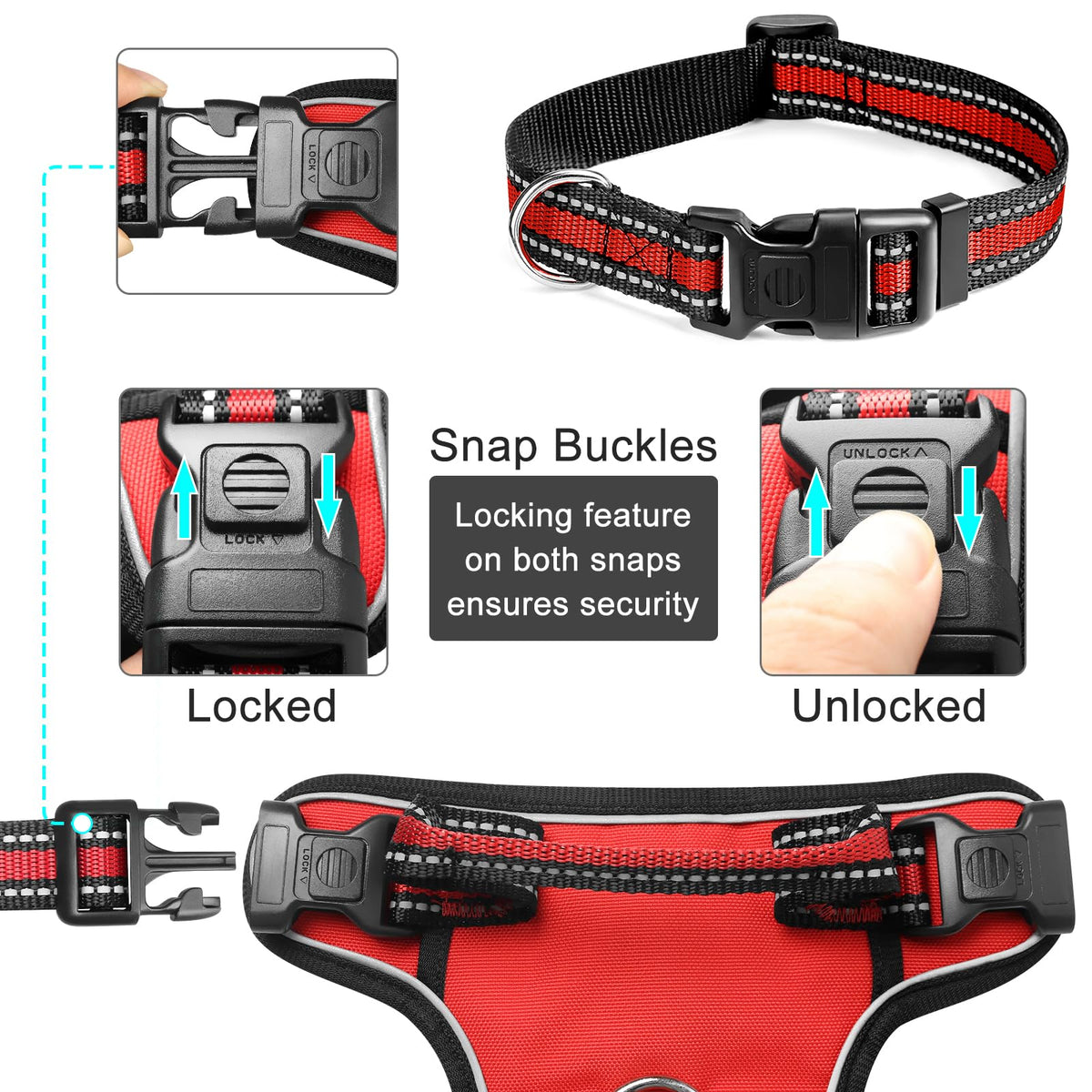 Dog Harness No Pull (Large / Red)