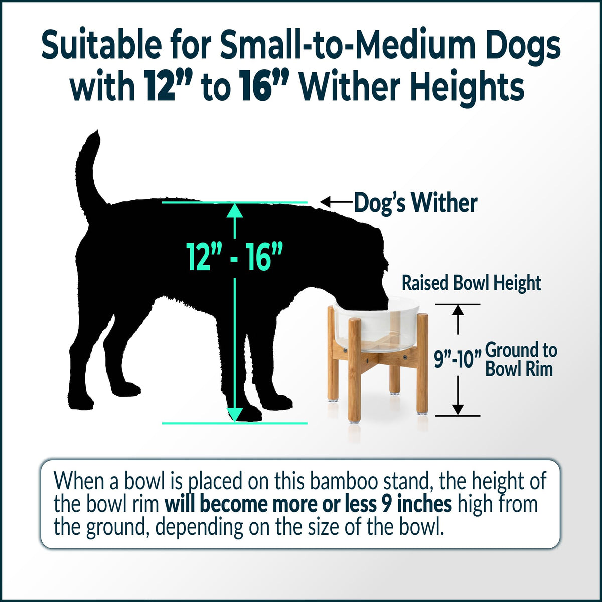 Dog Bowl Stand for Small (For Medium Dogs - 9 inch Height / Bamboo)