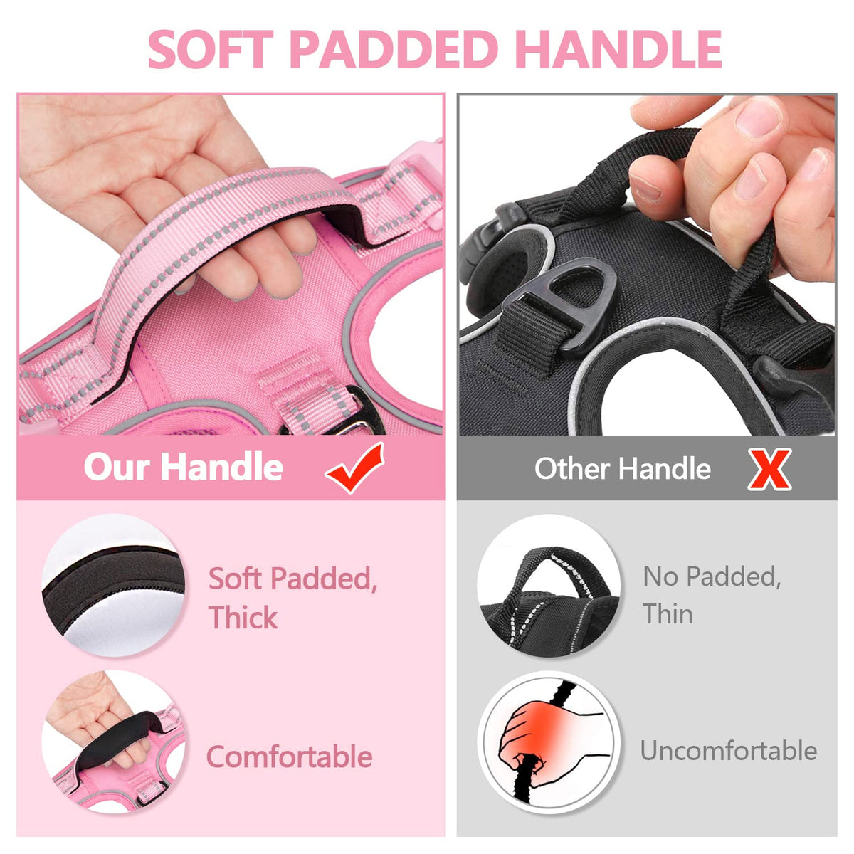 No Pull Dog Harness (Medium / Light Pink(Matching Trim))