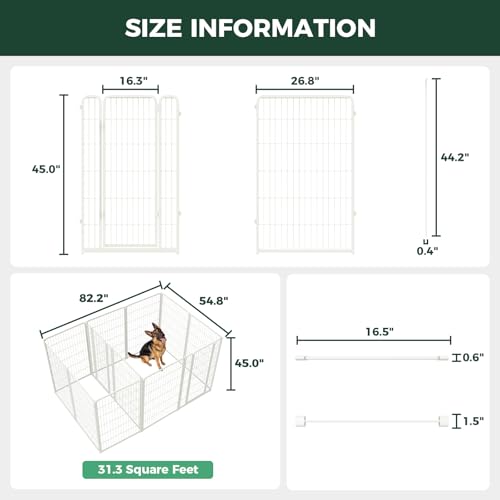 Homeplus Indoor Dog Playpen with Divider Connectors (White / 45"H)