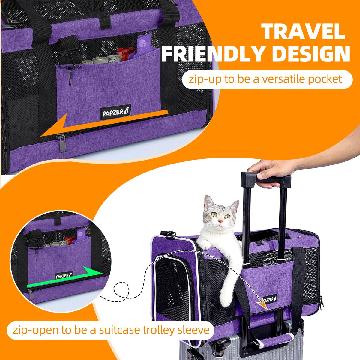 Cat Carrier Soft (Purple / 18.5"L x 11.8"W x 11.8"H)