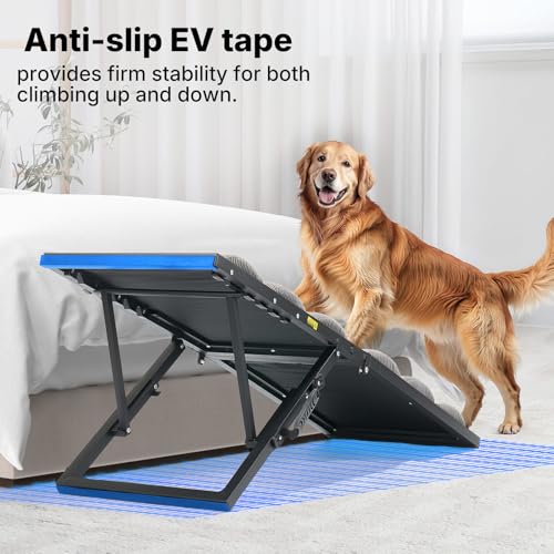 Foldable Dog Ramp for Bed Couch Large Dogs (Gray / up to 23"H-for high bed)