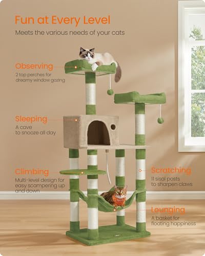 Cat Tree 55.8 (Grass Green + Camel Brown)