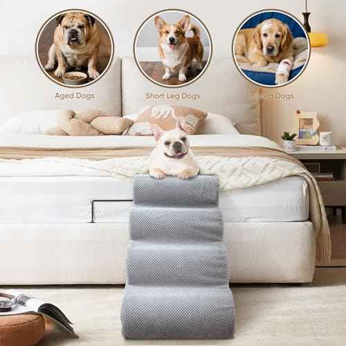 5 Step Pet Stairs for High Beds & Sofas (LightGrey / 5-step 22.8"H)