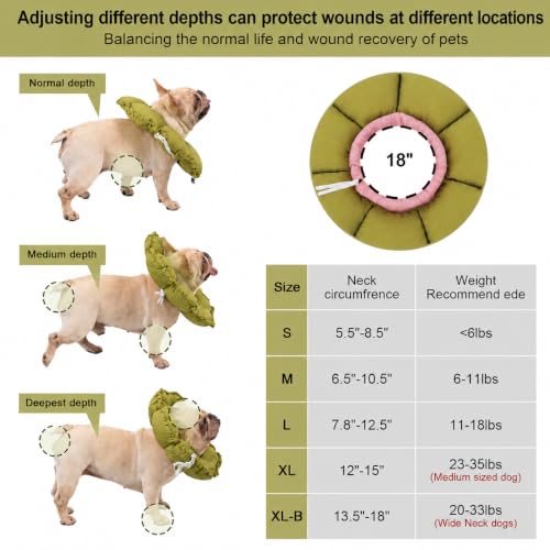 Dog Cone Collar Stress (XL-WideNeck / Green Flower)
