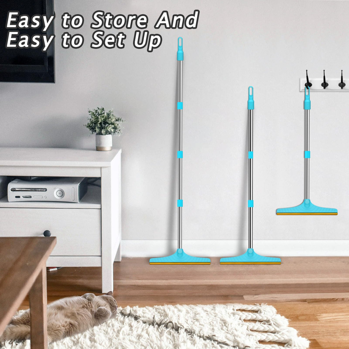 Carpet Rake for Pet Hair Removal Tool (60‘’ / Blue)