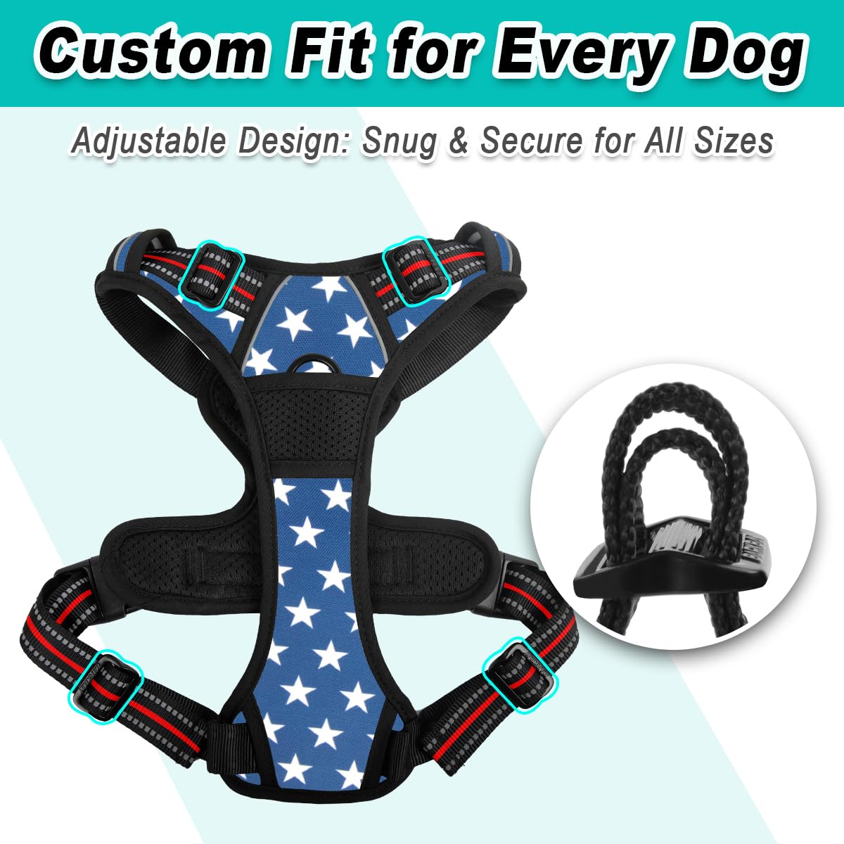 Dog Harness for Small Sized Dog No Pull 2 Leash Clips Dog Vest (Star / Small)
