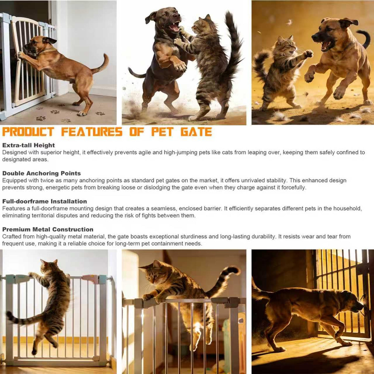 74.8" Extra Tall Pet Gate (White / 74.8" Tall, 29.5-51.6"WWide)