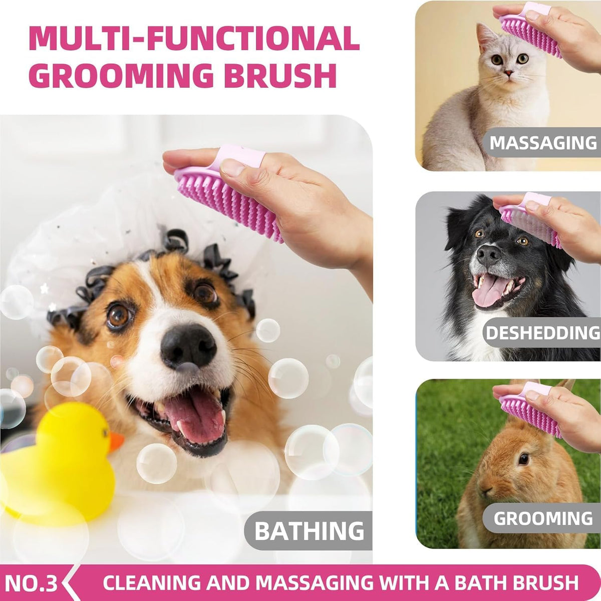 Bath Grooming Kit for Pets (6-Bath-Pink)