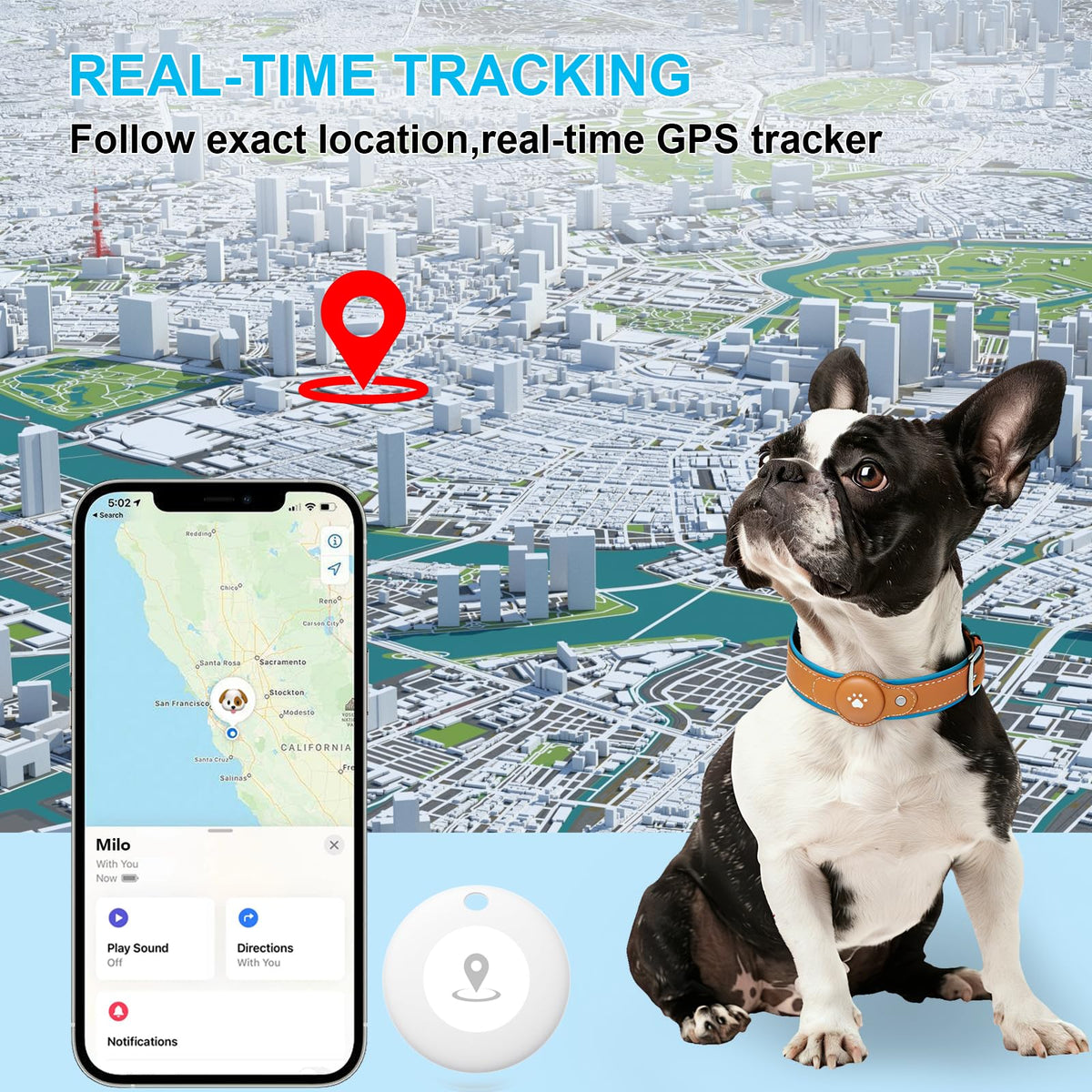 GPS Tracker for Dogs (Brown / L(12.5''-21''))