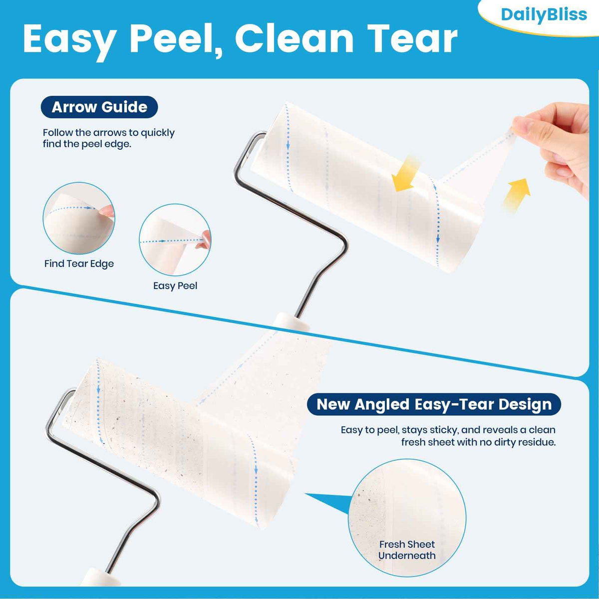 Extra Sticky Long Handle Lint Roller for Pet Hair