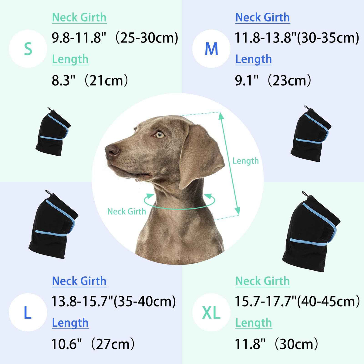 Dog Ear Cover for Anxiety Relief (Black / Large (15.7"/40cm Neck Girth))