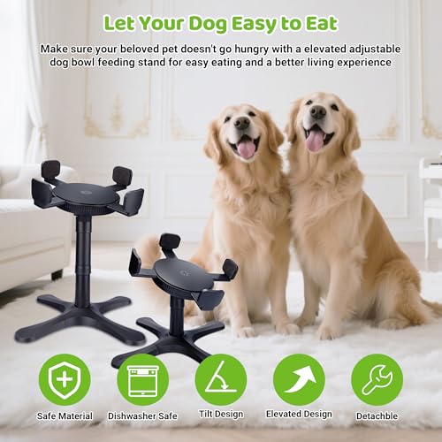 Elevated Adjustable Dog Bowl Stand (Black)