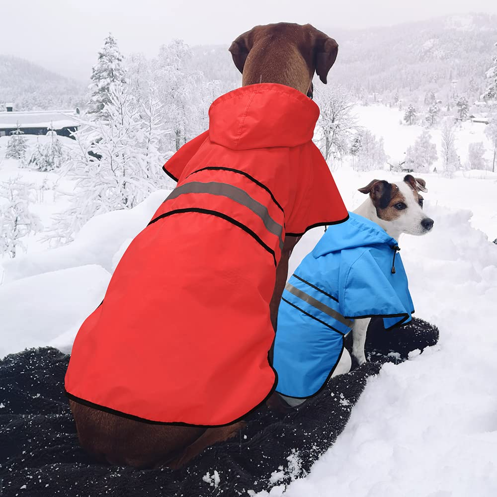 Dog Raincoat Reflective Dog Rain Jacket Waterproof Hooded Ponch Dog Rain Coat for Small Medium Large Dogs (Sky Blue / XX-Large)