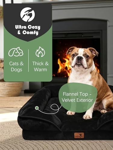Orthopedic Dog Bed with Sides (35.0"L x 25.0"W x 6.5"Th / Black)