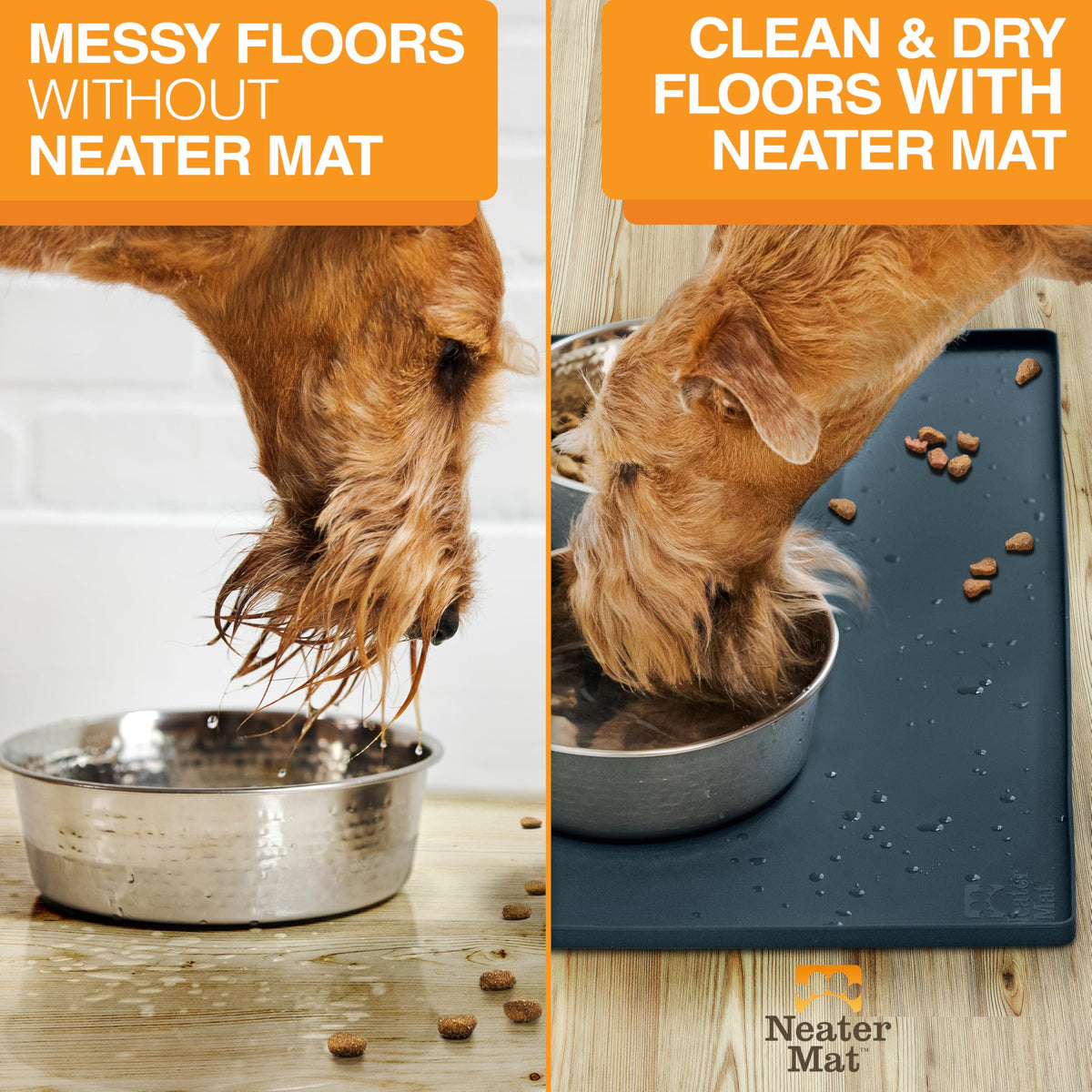 Neater Mat Pet Mats for Food and Water (32"L x 24"W / Slate Blue)