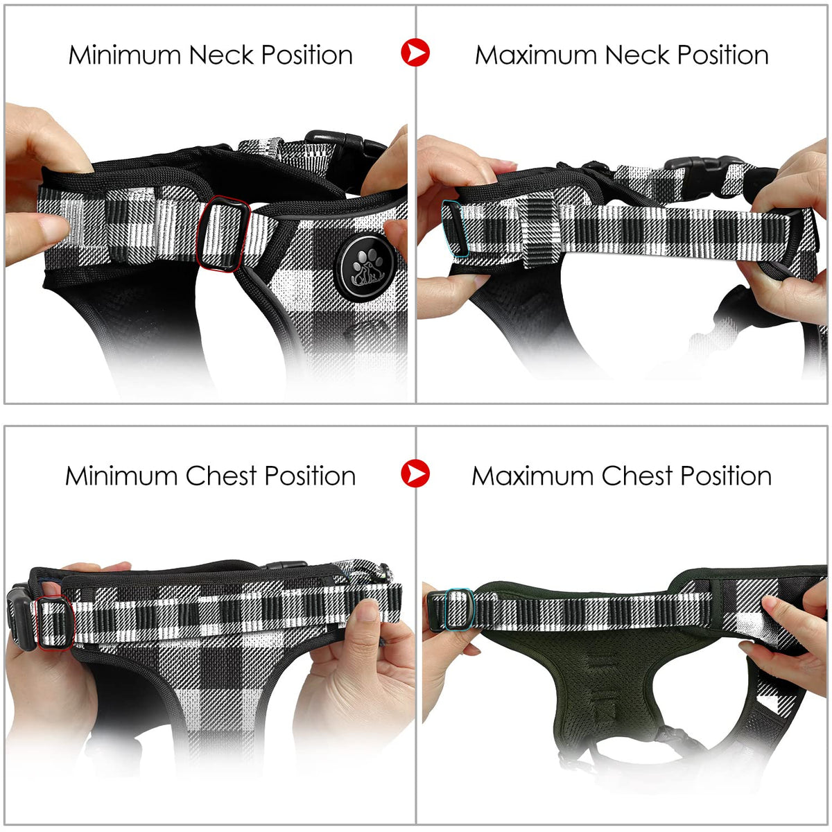 Dog Harness for Medium Sized Dog (Checkered Black / Medium)