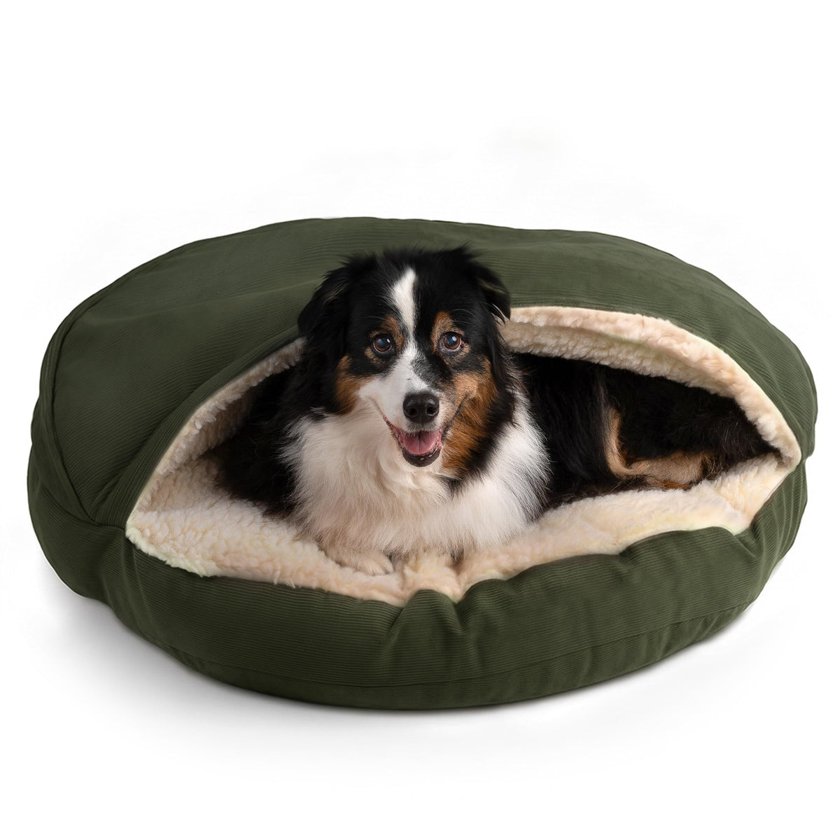 Cozy Cave Dog Bed (35.0"L x 35.0"W x 8.0"Th / Olive)