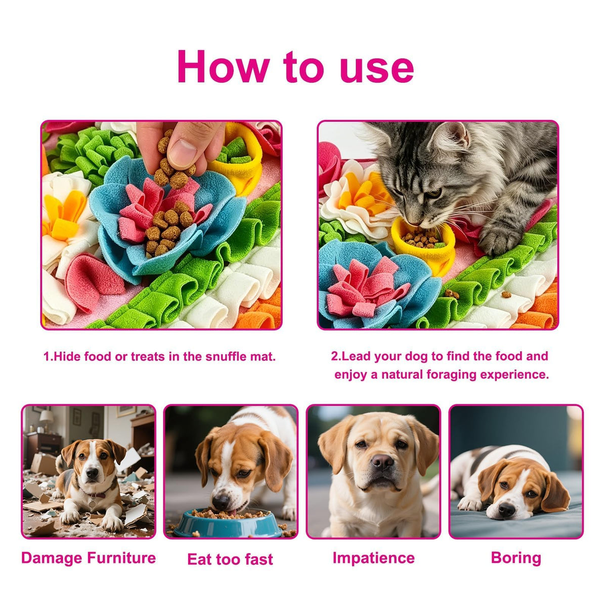 19.5" Snuffle Mat for Large Dogs (19.5"L x 19.5"W / pink)