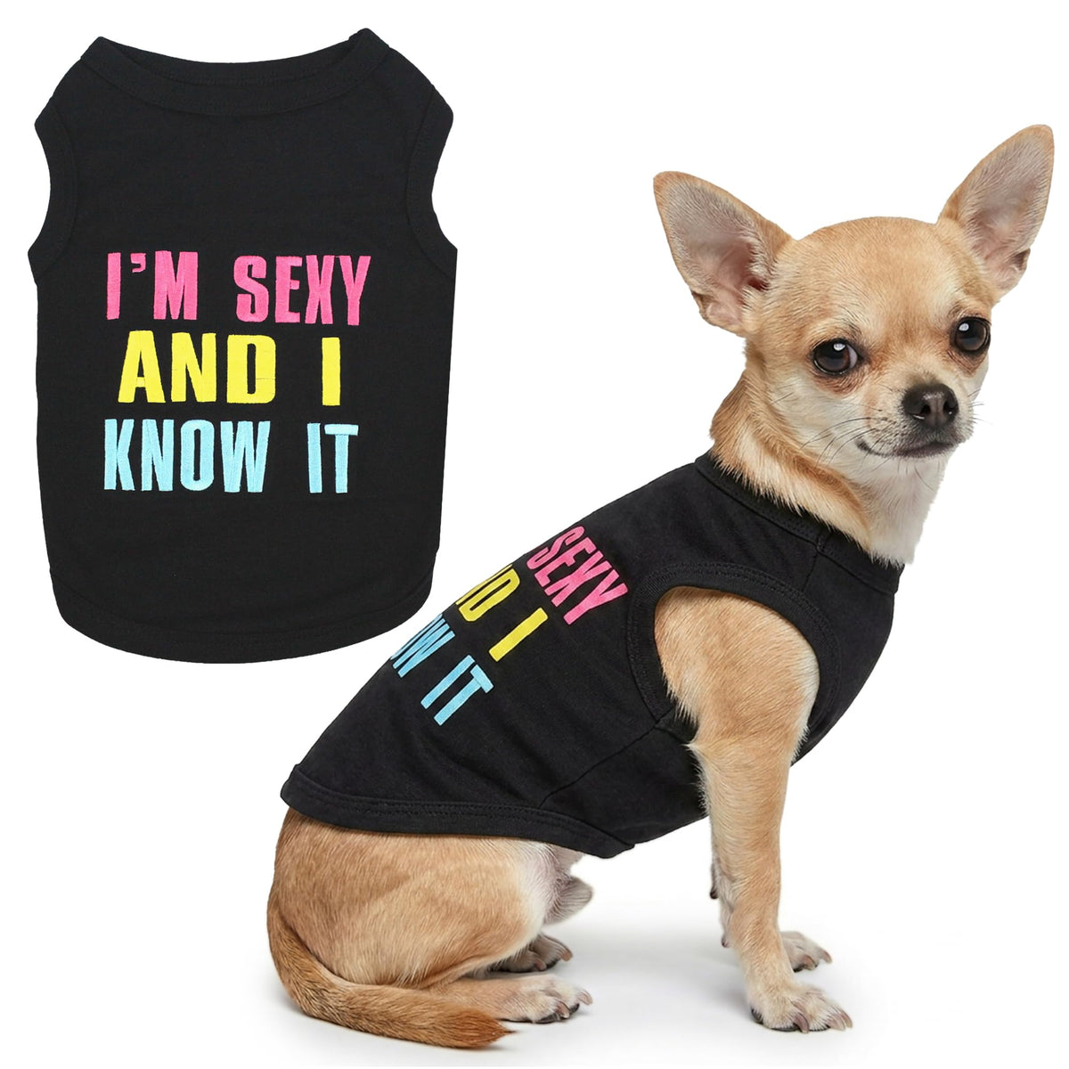 Dog Shirt 100% Cotton I am Sexy Shirts for Small Dogs (Small / Sexy and I Know It)