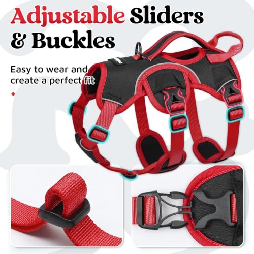 Escape Proof Dog Harness for Small (Red & Black / Small)