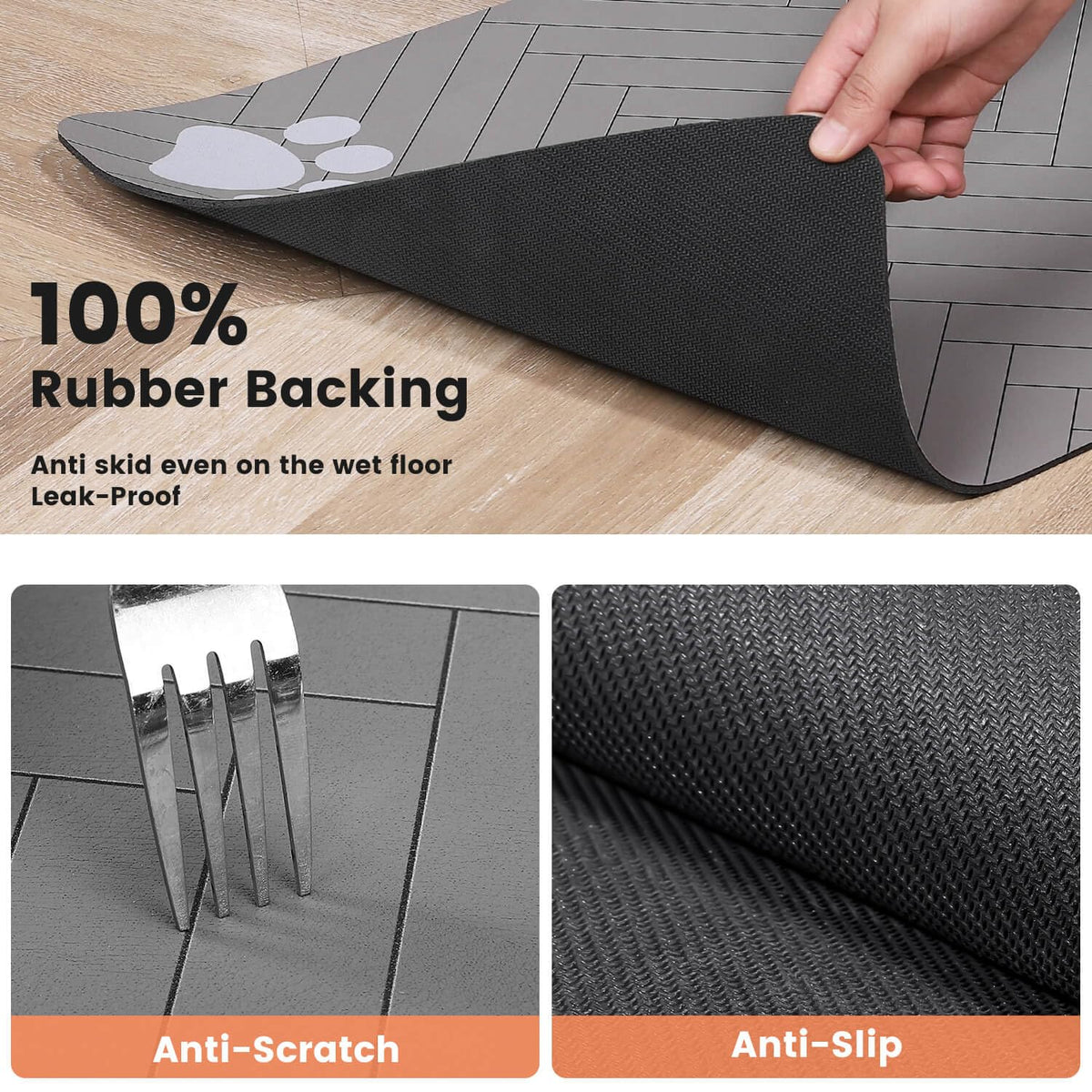 Pet Feeding Mat (Light Gray / 32"L x 22"W)