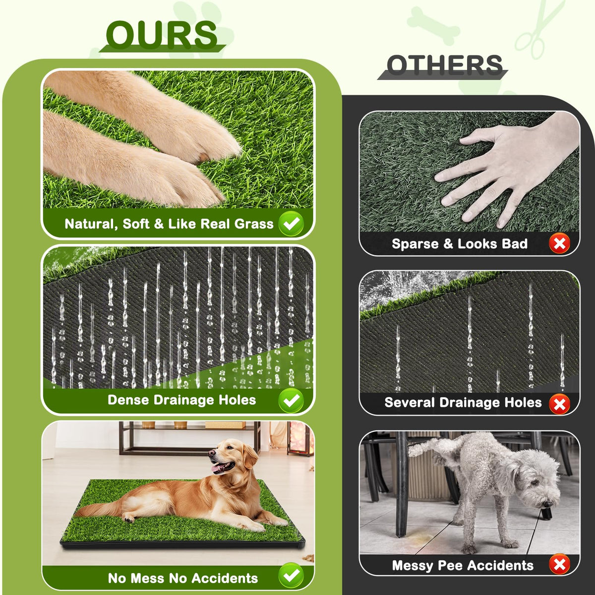 Dog Grass Pad with Tray (34''×23'' (3-Layer Potty System))
