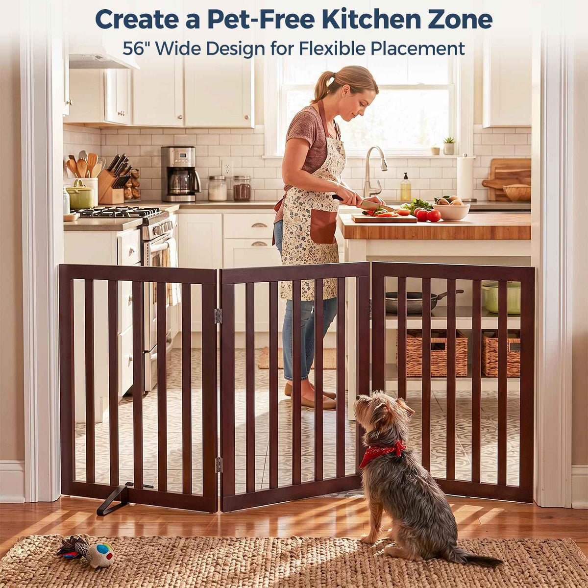 Dog Gate Indoor (Espresso / 56"Wx24"H, 3-Panel)