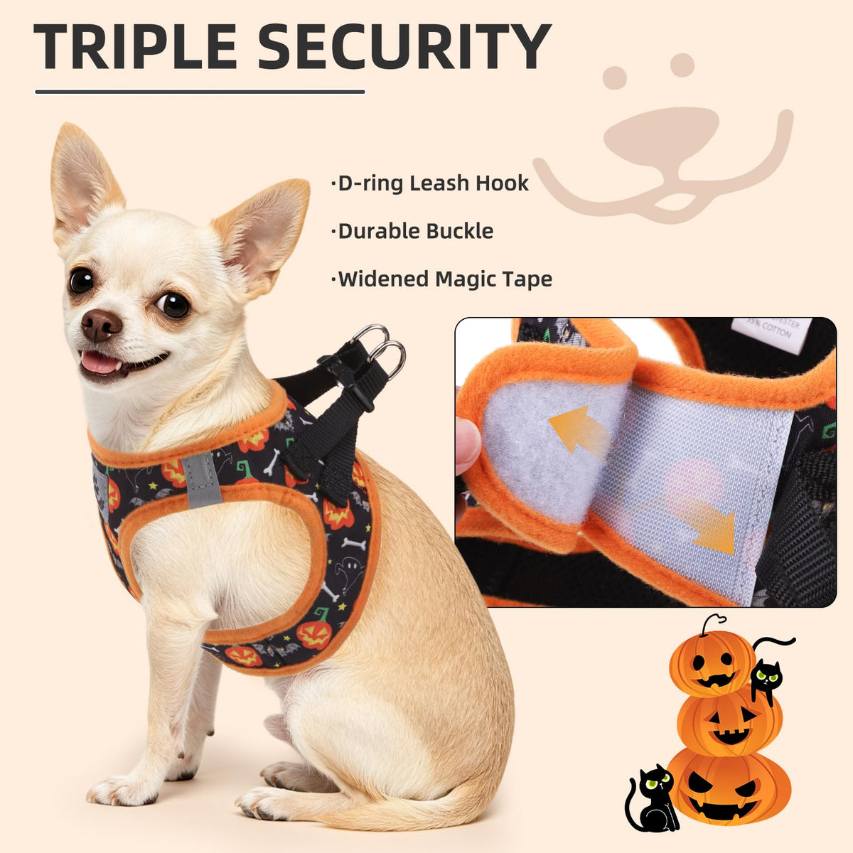 Halloween Dog Harness (Halloween Black / L (CHEST 18"-20"))