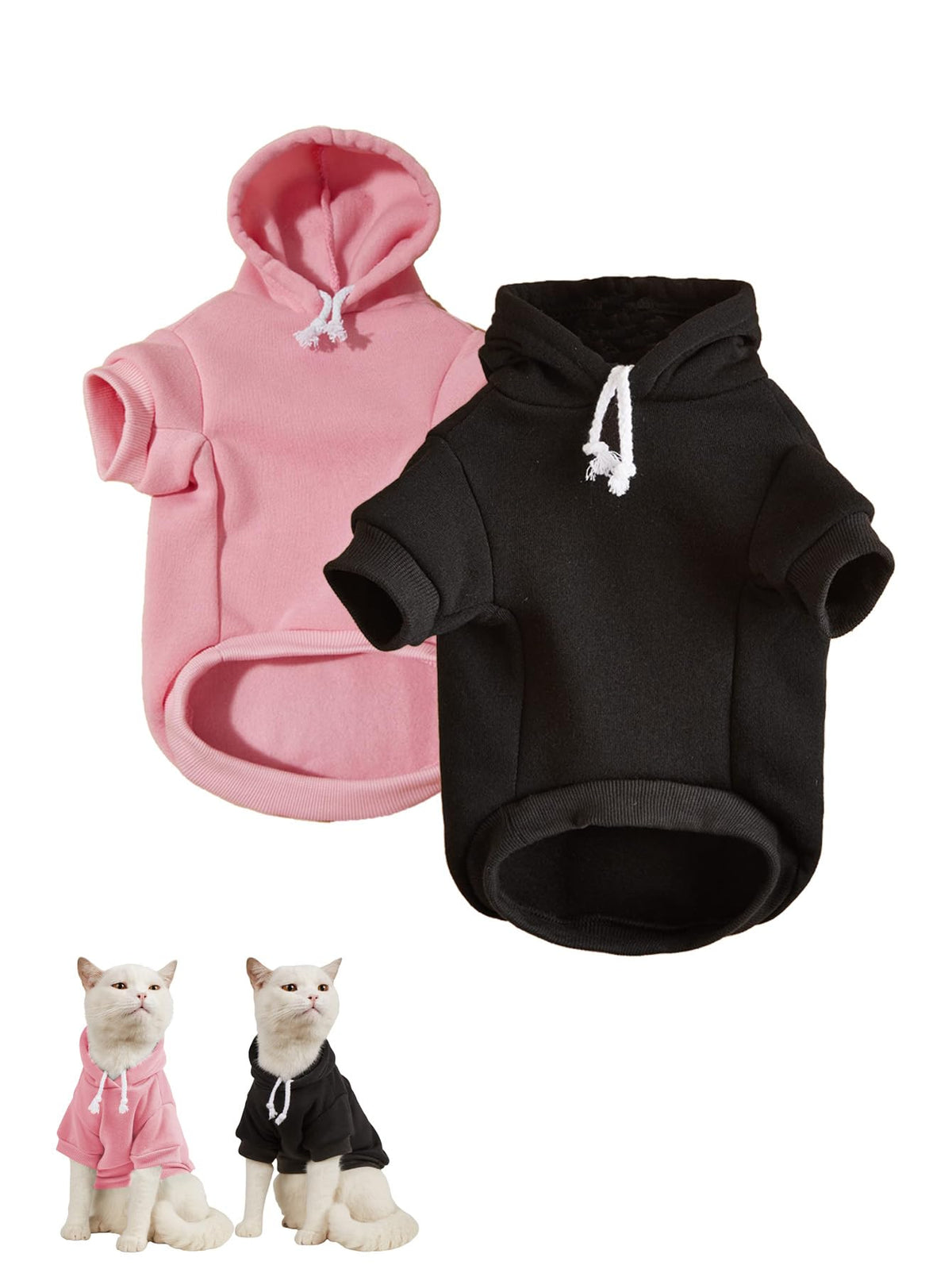 Basic Dog Hoodie Sweatshirt Puppy Sweater Warm Cat Costumes Pet Clothes for Chihuahua Puppy Kitten Small Medium Dogs Black and Pink X (X-Large / Black and Pink)