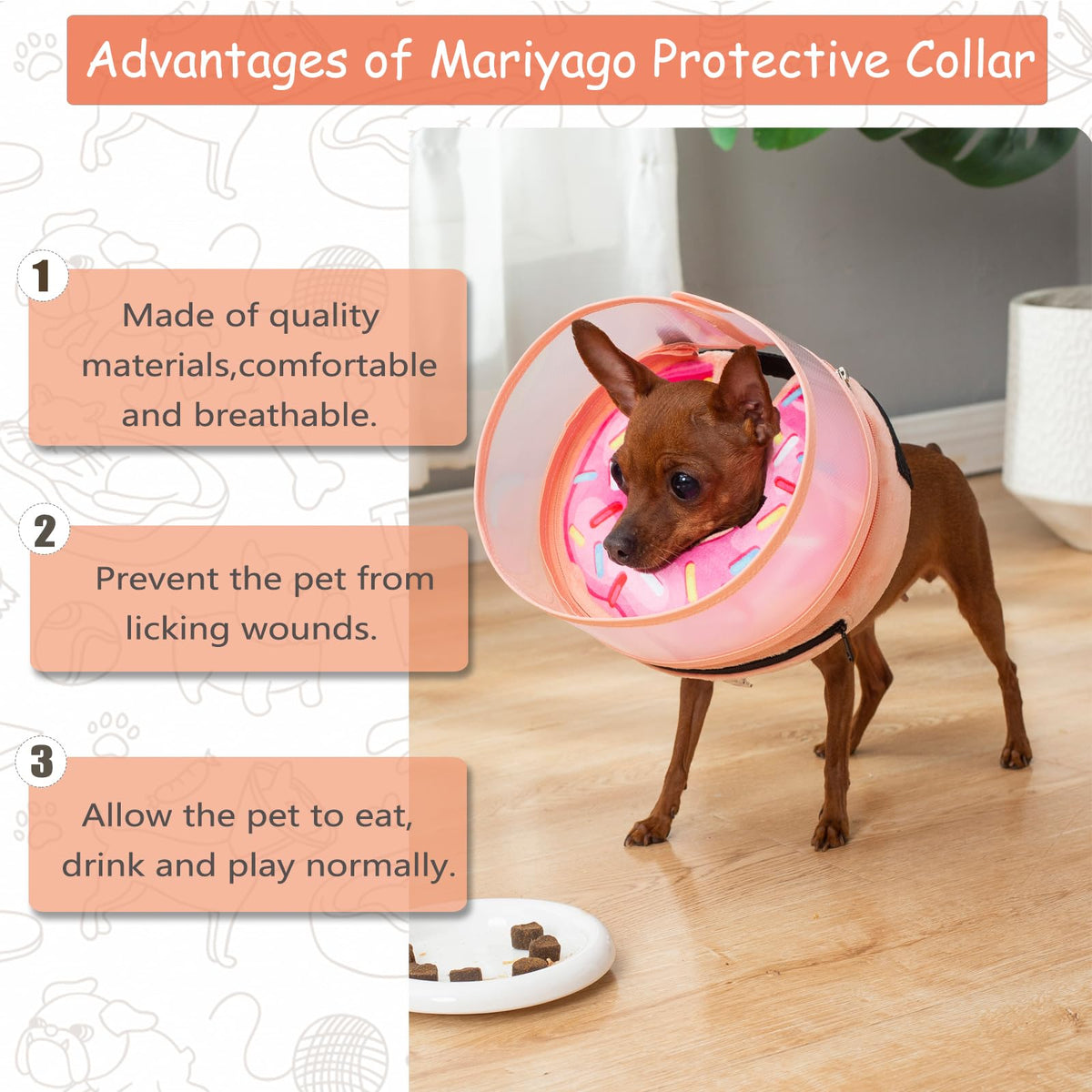 Inflatable Dog Cone Collar with Enhanced Anti (Small / Donut Pink2)