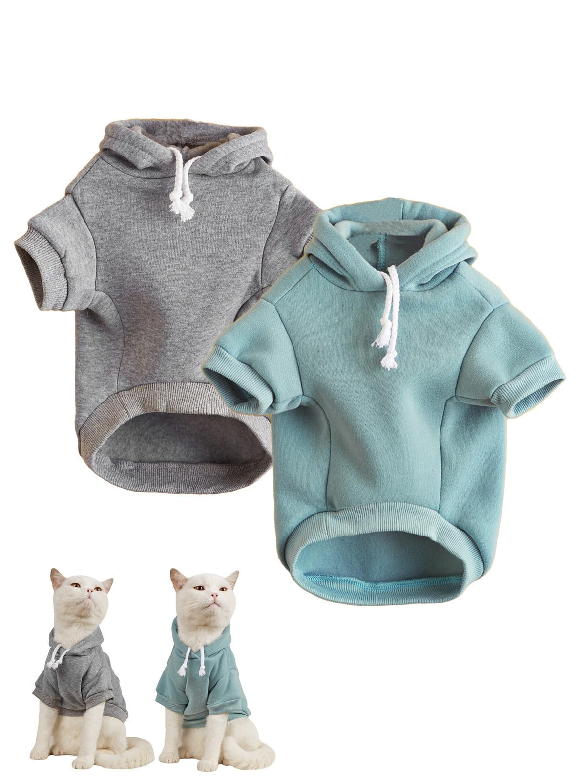 Basic Dog Hoodie Sweatshirt Puppy Sweater Warm Cat Costumes Pet Clothes for Chihuahua Puppy Kitten Small Medium Dogs Grey and Cadet Blue X (X-Large / Grey and Cadet Blue)