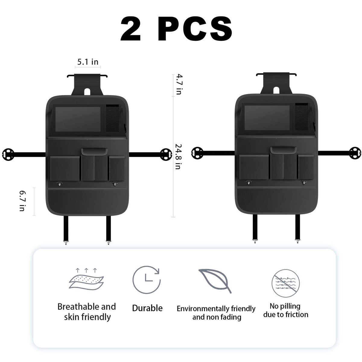 Car Seat Organizers (Plain Black / 2 Pcs)