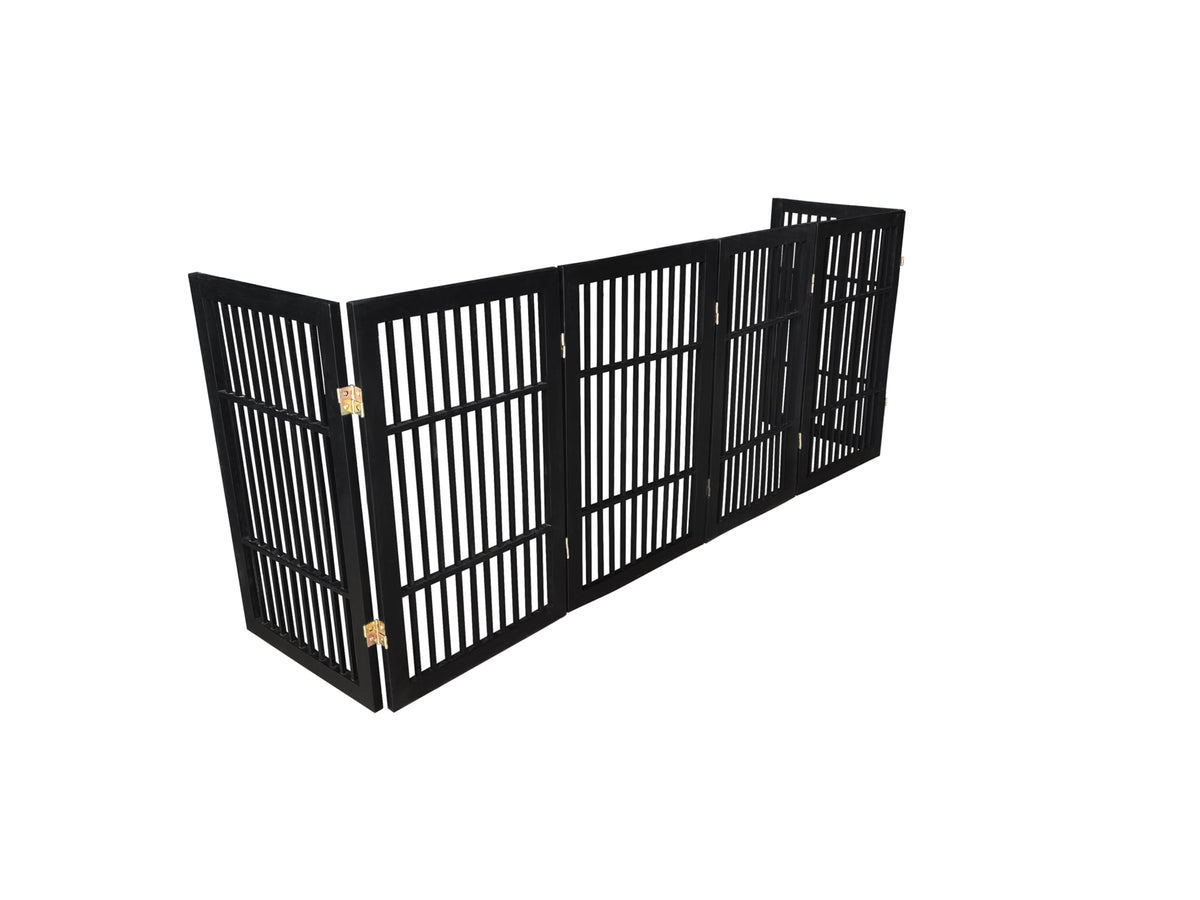 Pet Dog Gate Freestanding (6 Panel 30" Tall / Black Pet Gate)