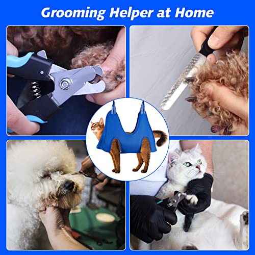 Pet Grooming Hammock Harness for Cats & Extra (XS for Cats & Tiny Dogs 15LB / Blue)