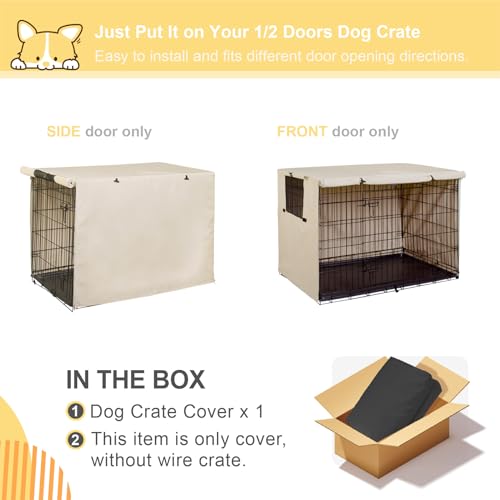 Dog Crate Cover (Tan / 122 cm L x 76 cm W x 84 cm H)