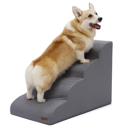 Lesure Dog Stairs for Small Dogs (Grey / 4-Step (H: 19.7IN))
